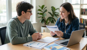 Student receiving Work and Travel application guidance